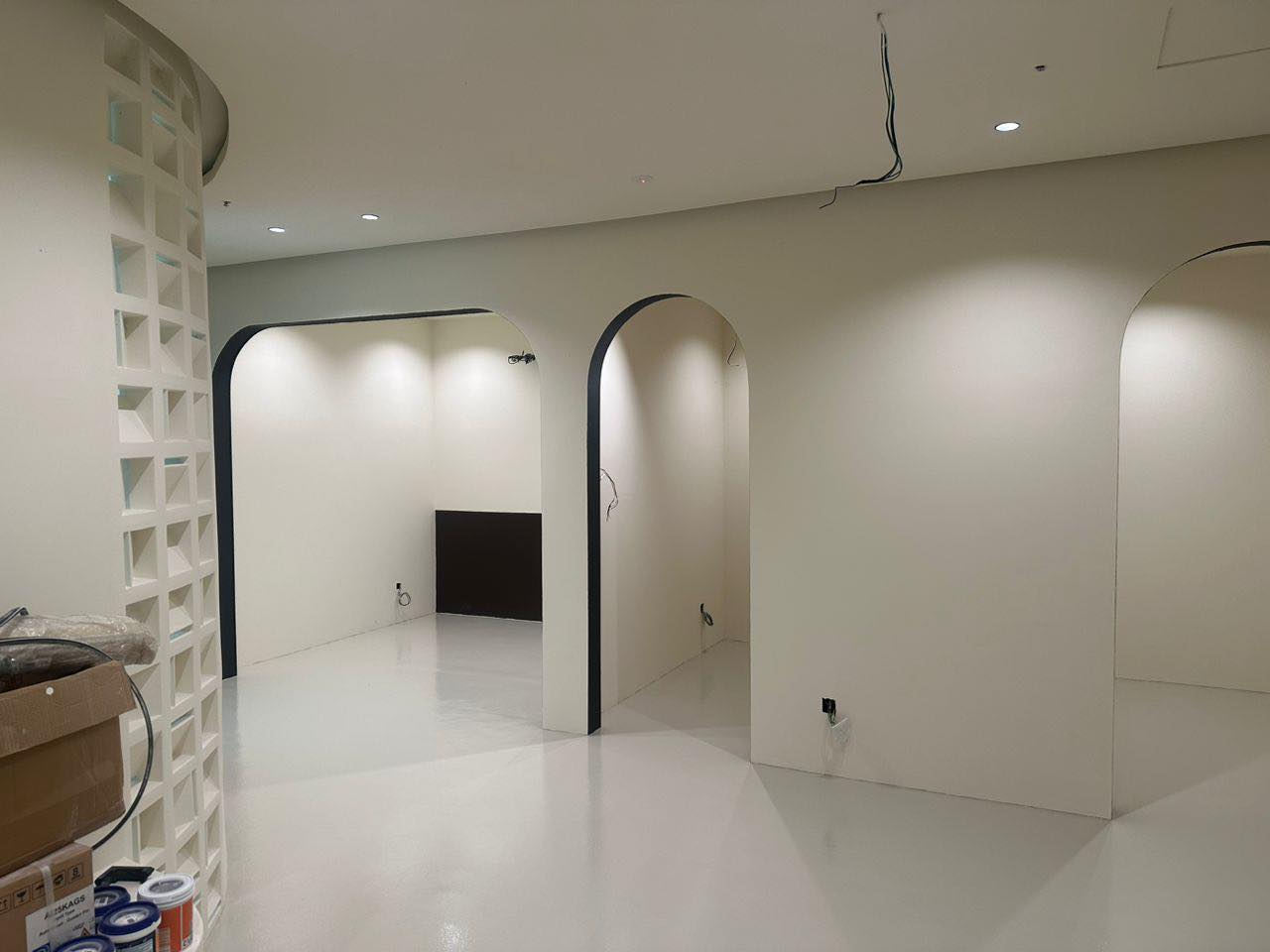 Partition wall detail Puchong beauty salon fit-out — partition wall detail