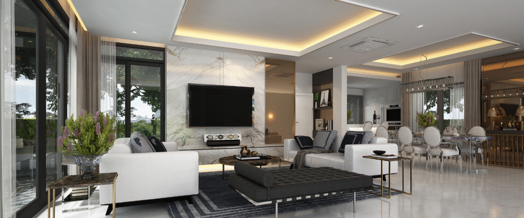 Elegant plaster ceiling and LED strip integration in a Kuala Lumpur residence