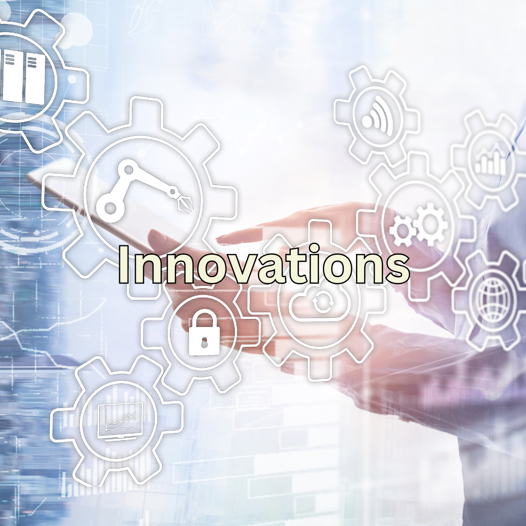 Digital innovation concept with business hand touching futuristic gears and icons
