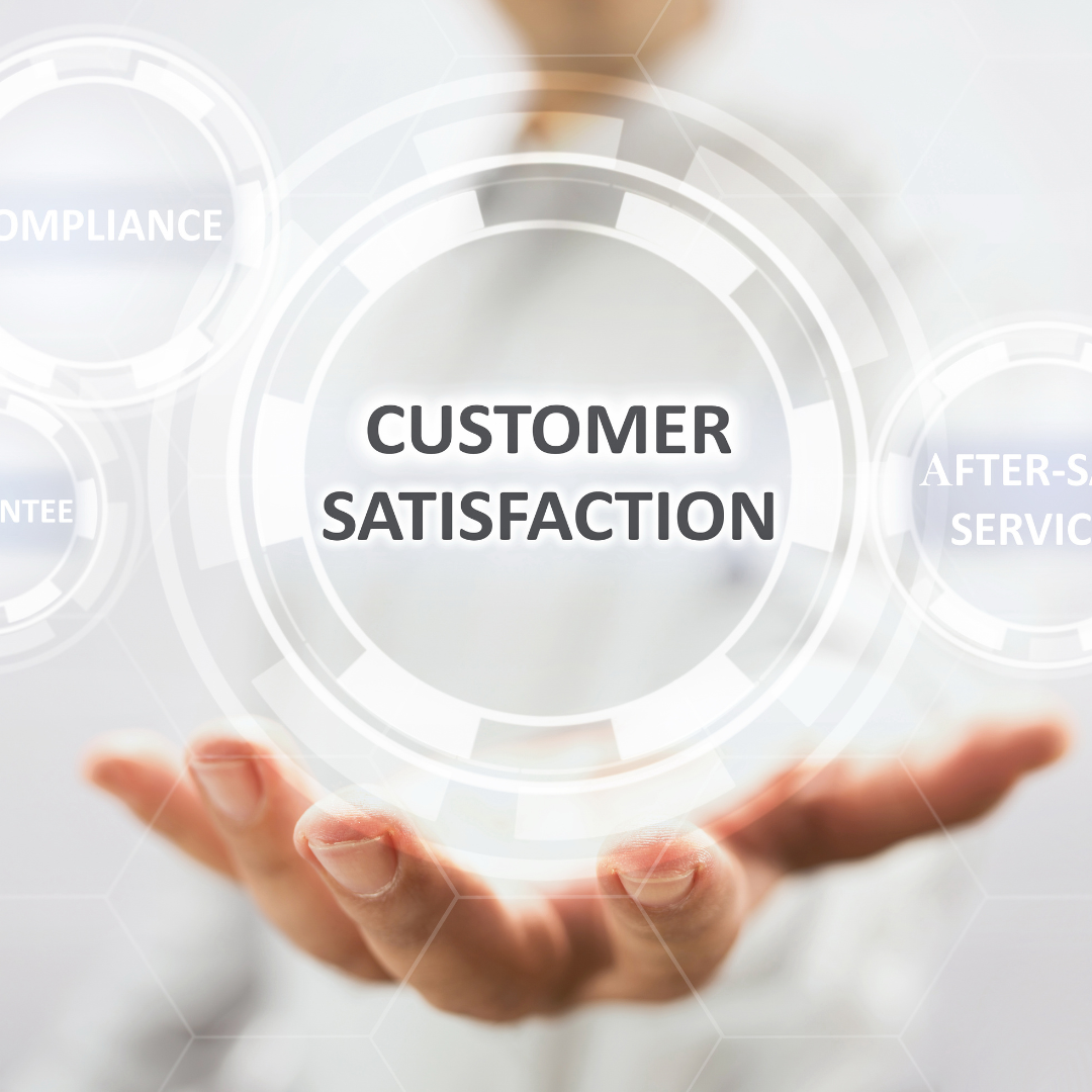 Customer satisfaction concept with futuristic digital interface
