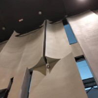 Curved plaster wall design under installation