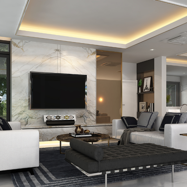 Elegant plaster ceiling and LED strip integration in a Kuala Lumpur residence