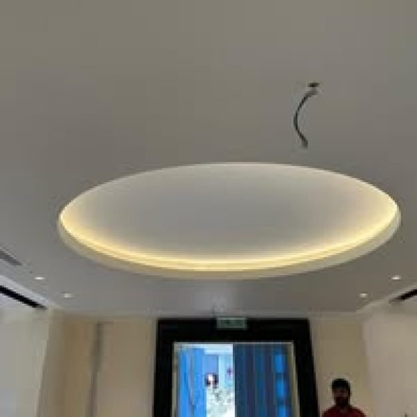 Modern plaster ceiling design in KL featuring a circular layout with soft cove lighting – a stylish upgrade for Malaysian interiors.