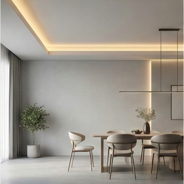 L-Box Ceiling with LED Cove Lighting